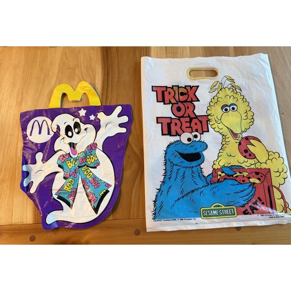 McDonald's Other - Vintage 80's 90s Halloween Trick Or Treat Bags Sesame Street & McDonald's Ghost